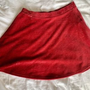 Forever 21 Red Velvet Mini Skater Skirt